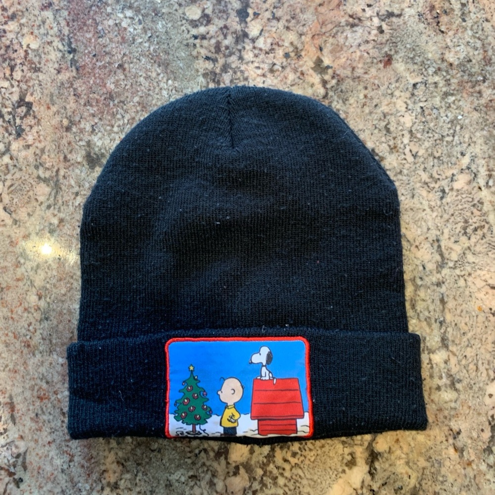 Snoopy Black Beanie Winter Hat O/S